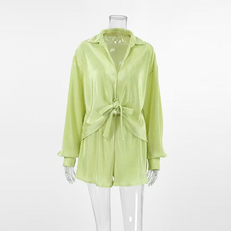 Western Style New Fashion Loose Casual Pleat Shirts Shorts Two-Piece Set Shirt and Shorts Set Green L
Western Style New Fashion Loose Casual Pleat Shirts Shorts Two-Piece Set Shirt and Shorts Set Green L