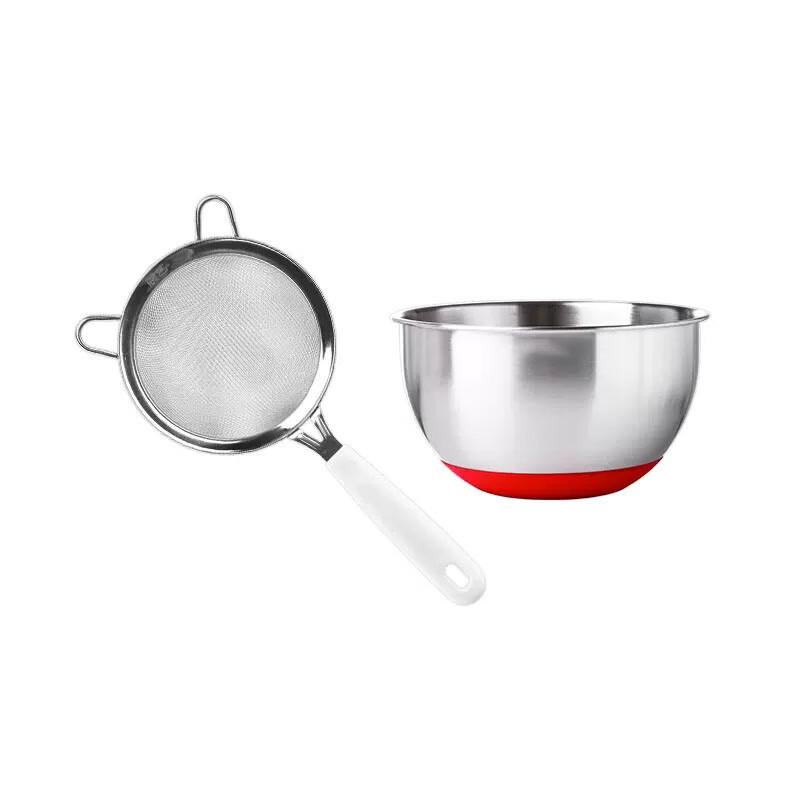 14cm Stainless Steel Flour Sifter & Red Mixing Bowl Set
14cm Stainless Steel Flour Sifter & Red Mixing Bowl Set