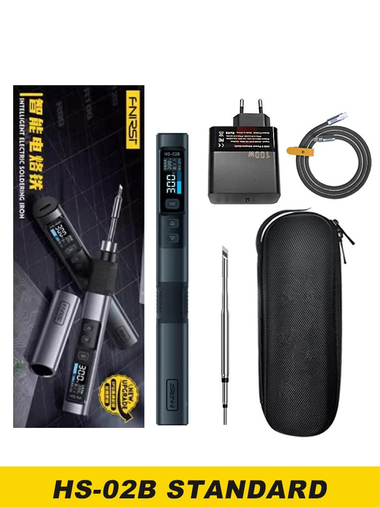 FNIRSI HS-02 Умный паяльник IPS Цветной экран Дисплей Мини паяльная станция для ремонта с блоком питания PD100W Инструмент для ремонта UK