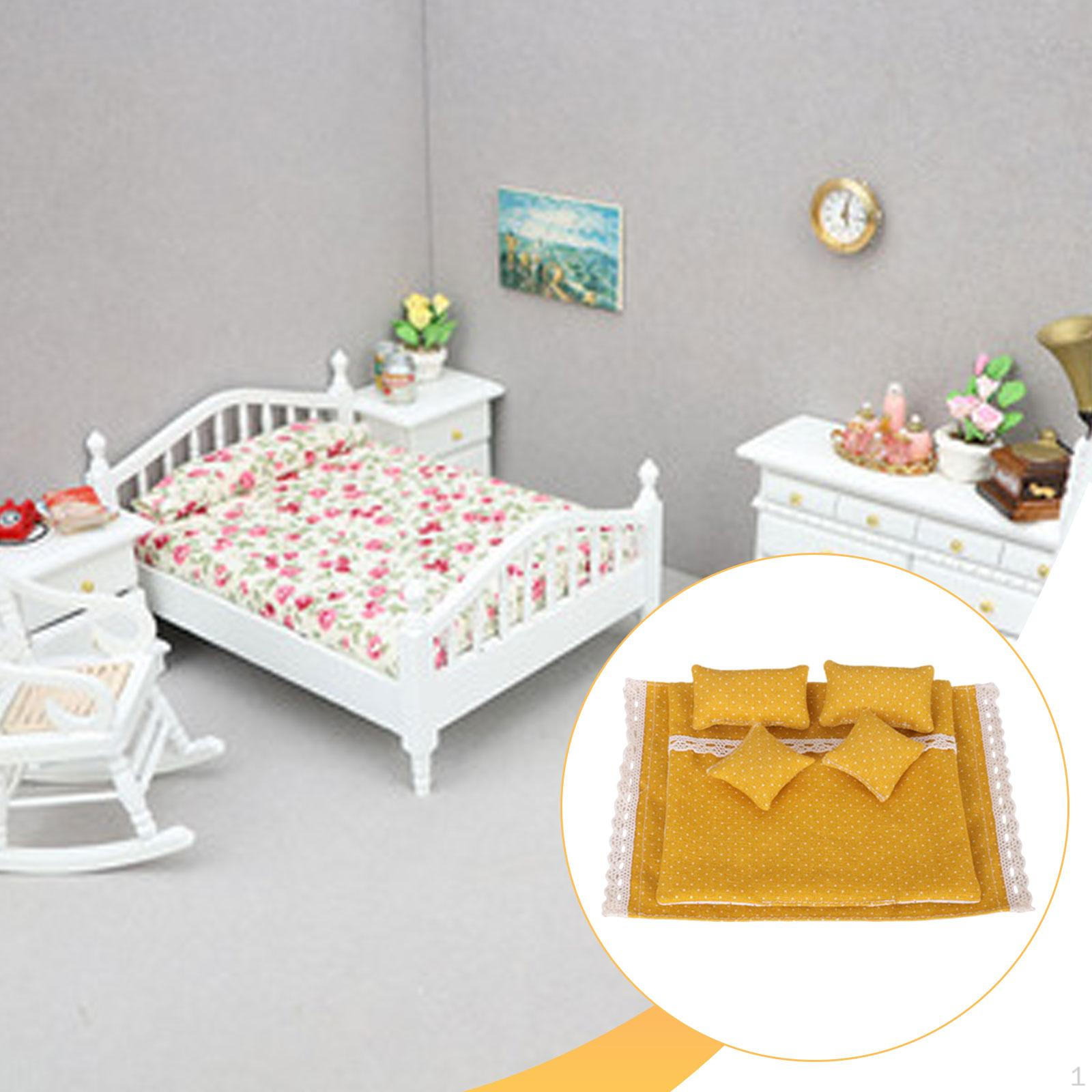 1/12 Dollhouse Bedding Set Bed Sheet Quilt Pillows Fine Workmanship Simulation Miniature Yellow
1/12 Dollhouse Bedding Set Bed Sheet Quilt Pillows Fine Workmanship Simulation Miniature Yellow