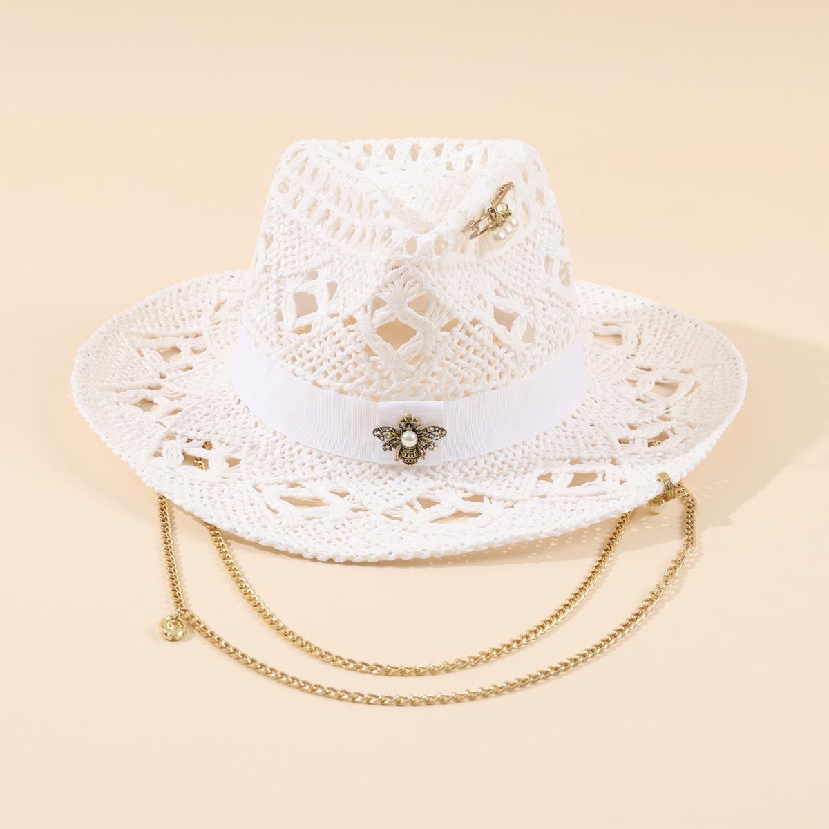 Original Design White Sun Hat with Bee Decor, Straw Wide Brim Cowboy Beach Hat, UV Protection Summer Cap M 56-58cm білий
Original Design White Sun Hat with Bee Decor, Straw Wide Brim Cowboy Beach Hat, UV Protection Summer Cap M 56-58cm білий