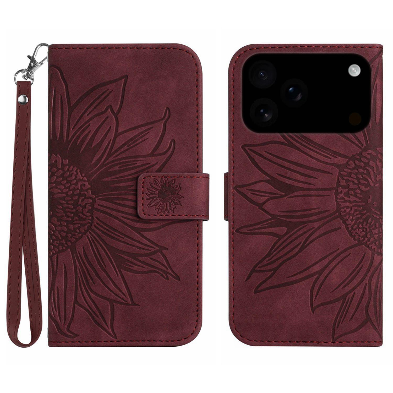 For iPhone 17 Pro Case Sunflower Imprint Leather Wallet Phone Cover with Wrist Strap Wine Red
For iPhone 17 Pro Case Sunflower Imprint Leather Wallet Phone Cover with Wrist Strap Wine Red