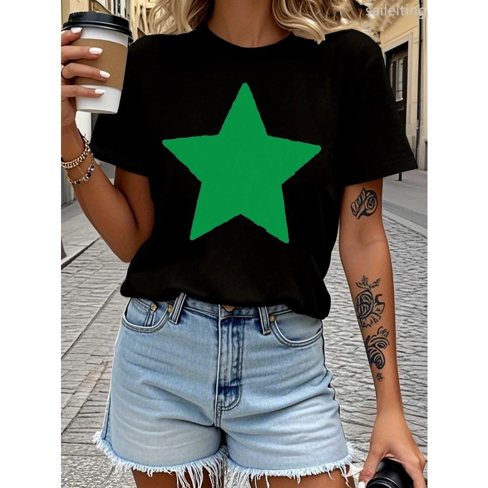 Women Casual T-Shirt with Large Green Star Harajuku Sleeve Casual Women s T-shirt Clothing Street Tops Tees Clothes S
Women Casual T-Shirt with Large Green Star Harajuku Sleeve Casual Women s T-shirt Clothing Street Tops Tees Clothes S