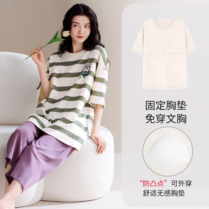 Pajamas with chest pads, women s summer short-sleeved cropped pants set, new round neck cartoon can be worn outside loungewear m recommended 40-50kg
Pajamas with chest pads, women s summer short-sleeved cropped pants set, new round neck cartoon can be worn outside loungewear m recommended 40-50kg