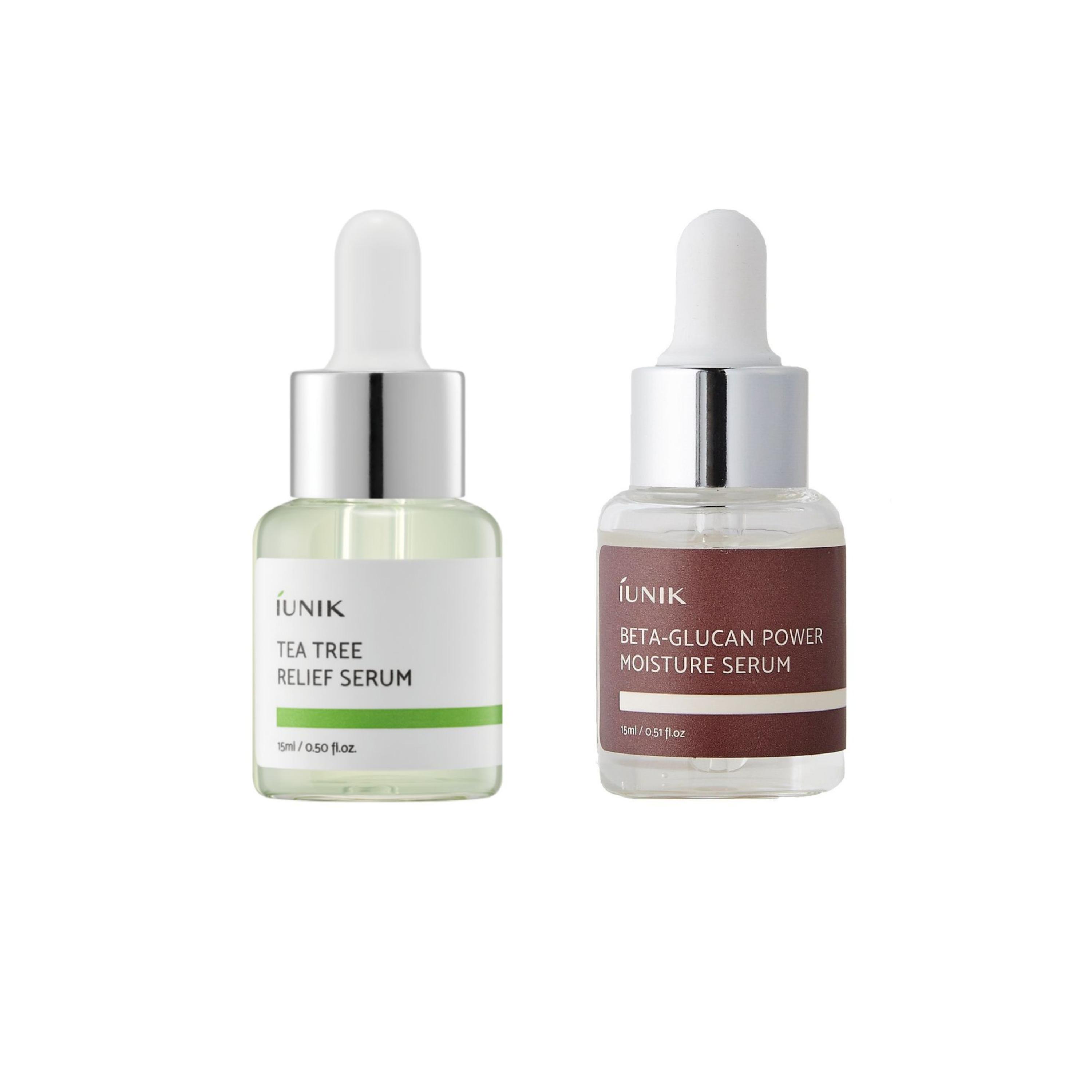 Zestaw 2 mini serum kojących iUNIK: Tea Tree Relief + Beta-Glucan Power Moisture, 2 x15 ml
Zestaw 2 mini serum kojących iUNIK: Tea Tree Relief + Beta-Glucan Power Moisture, 2 x15 ml