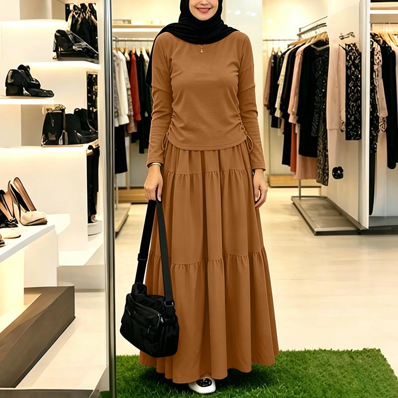 ZANZEA Women Long Sleeve Blouse and Long Skirts Retro Two Piece Suit Sets M коричневый
ZANZEA Women Long Sleeve Blouse and Long Skirts Retro Two Piece Suit Sets M коричневый