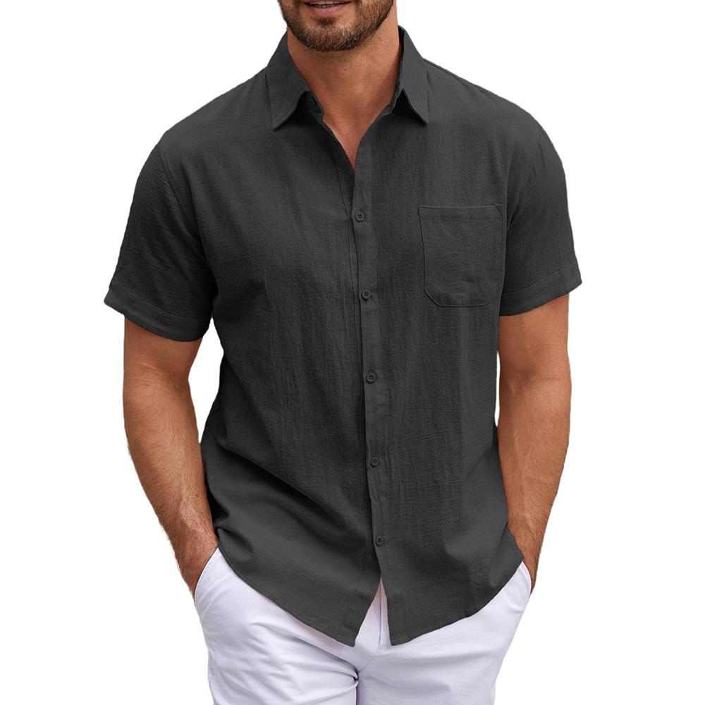 Summer Men s Short Sleeve Shirt Cotton Linen Solid Color Turn-down Collar Breathable Lightweight Basic Style Male Button Tops S
Summer Men s Short Sleeve Shirt Cotton Linen Solid Color Turn-down Collar Breathable Lightweight Basic Style Male Button Tops S