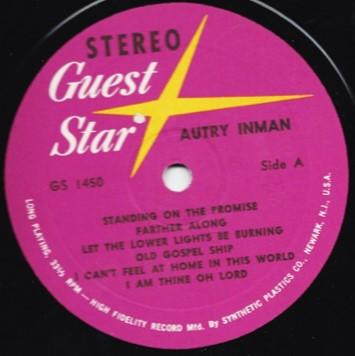 LP Record AUTRY INMAN Country Gospel GS1450 Guest Star 1965 US World Music Used
LP Record AUTRY INMAN Country Gospel GS1450 Guest Star 1965 US World Music Used