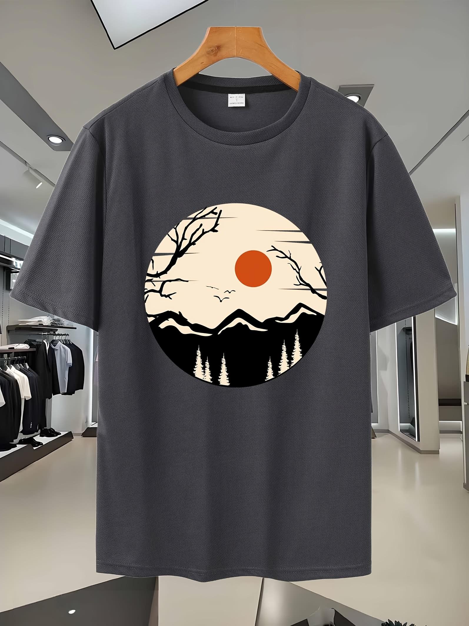Breathable Mesh Short-Sleeve T-shirt with Stylish Sunset Mountain Print - Lightweight XXXL
Breathable Mesh Short-Sleeve T-shirt with Stylish Sunset Mountain Print - Lightweight XXXL