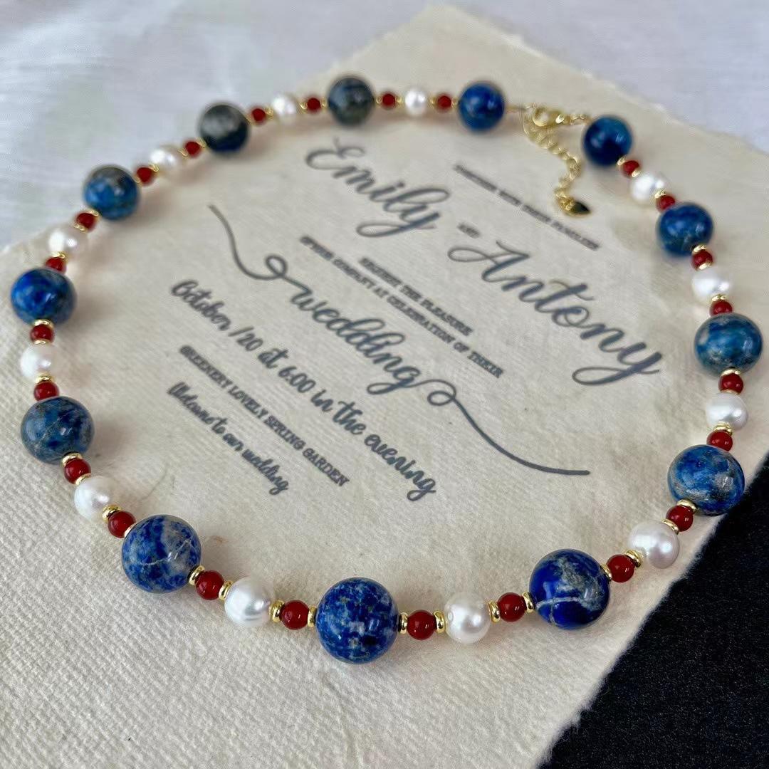 Retro Natural Lapis Lazuli Contrasting Color Natural Pearl Necklace Collarbone Chain Neck Chain Niche Design High Sense
Retro Natural Lapis Lazuli Contrasting Color Natural Pearl Necklace Collarbone Chain Neck Chain Niche Design High Sense