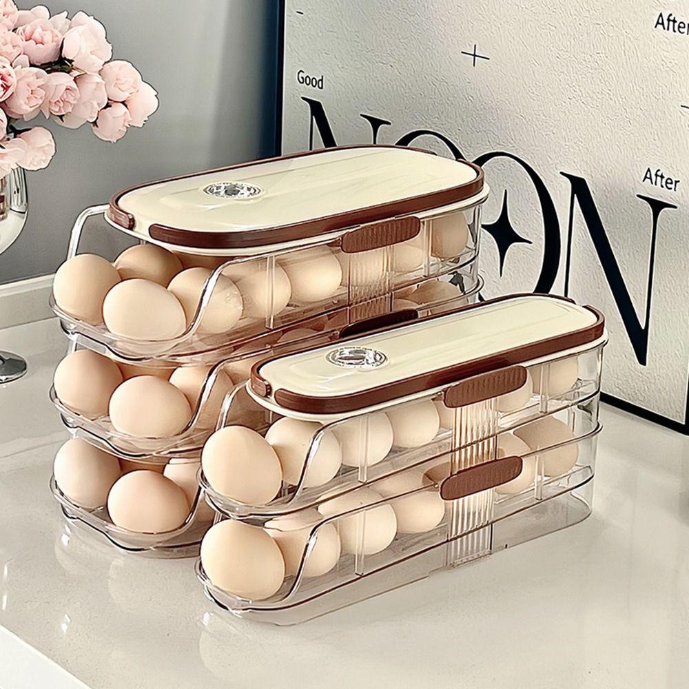 Transparent Automatic Rolling Egg Container BPA Free Egg Storage Box Large Egg Holder for Home style A
Transparent Automatic Rolling Egg Container BPA Free Egg Storage Box Large Egg Holder for Home style A