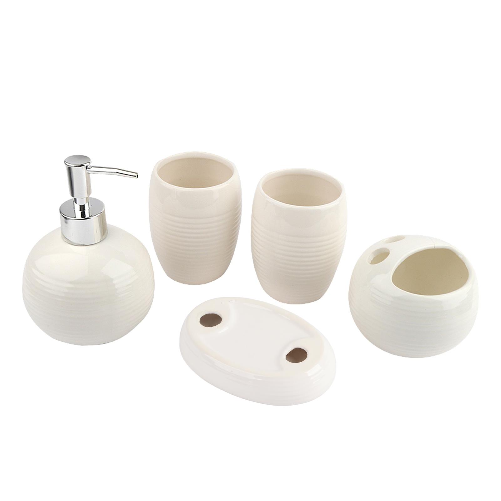 5Pcs Bathroom Accessories Ceramic Dispenser Toothbrush Holder Bath Set (White)
5Pcs Bathroom Accessories Ceramic Dispenser Toothbrush Holder Bath Set (White)
