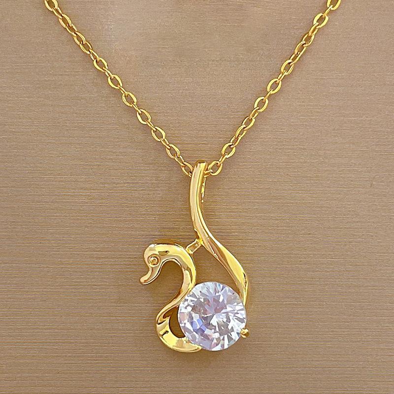 Gold Color Simple Swan Line with Zircon Pendant Necklace for Women Stainless Steel Chain Art Creative Jewelry Accessories
Gold Color Simple Swan Line with Zircon Pendant Necklace for Women Stainless Steel Chain Art Creative Jewelry Accessories