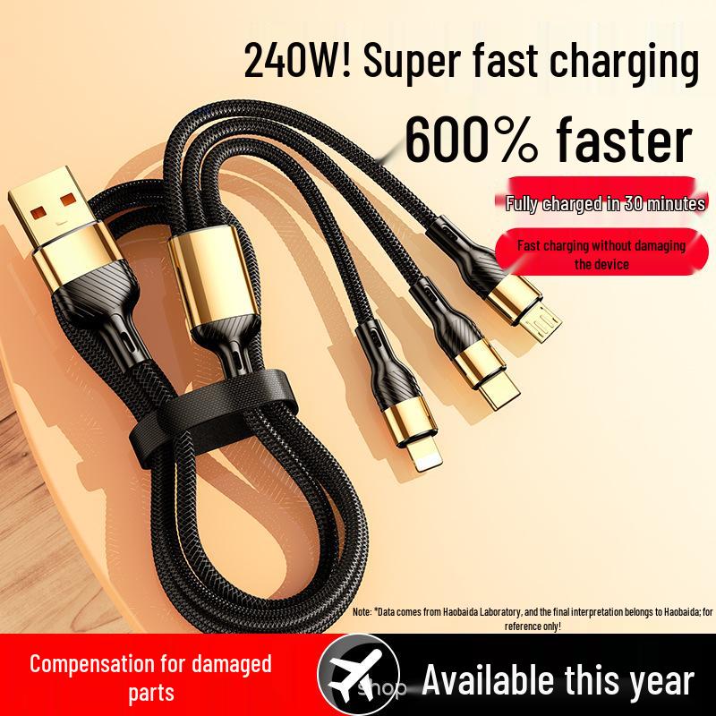 240W Super Fast Charging Cable Set: 3-in-1 Cables for Apple 1716 Promax 1.3m
240W Super Fast Charging Cable Set: 3-in-1 Cables for Apple 1716 Promax 1.3m