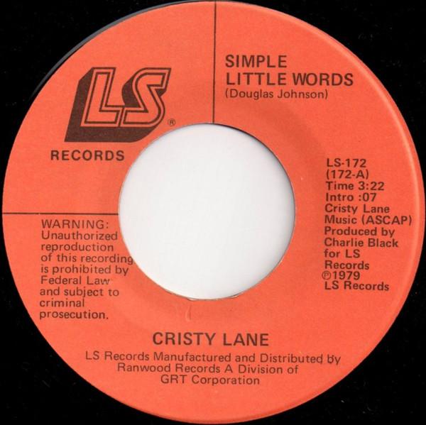 7inch Record CRISTY LANE - Simple Little Words / He Believes I LS172 LS 1979 US Pop Used
7inch Record CRISTY LANE - Simple Little Words / He Believes I LS172 LS 1979 US Pop Used