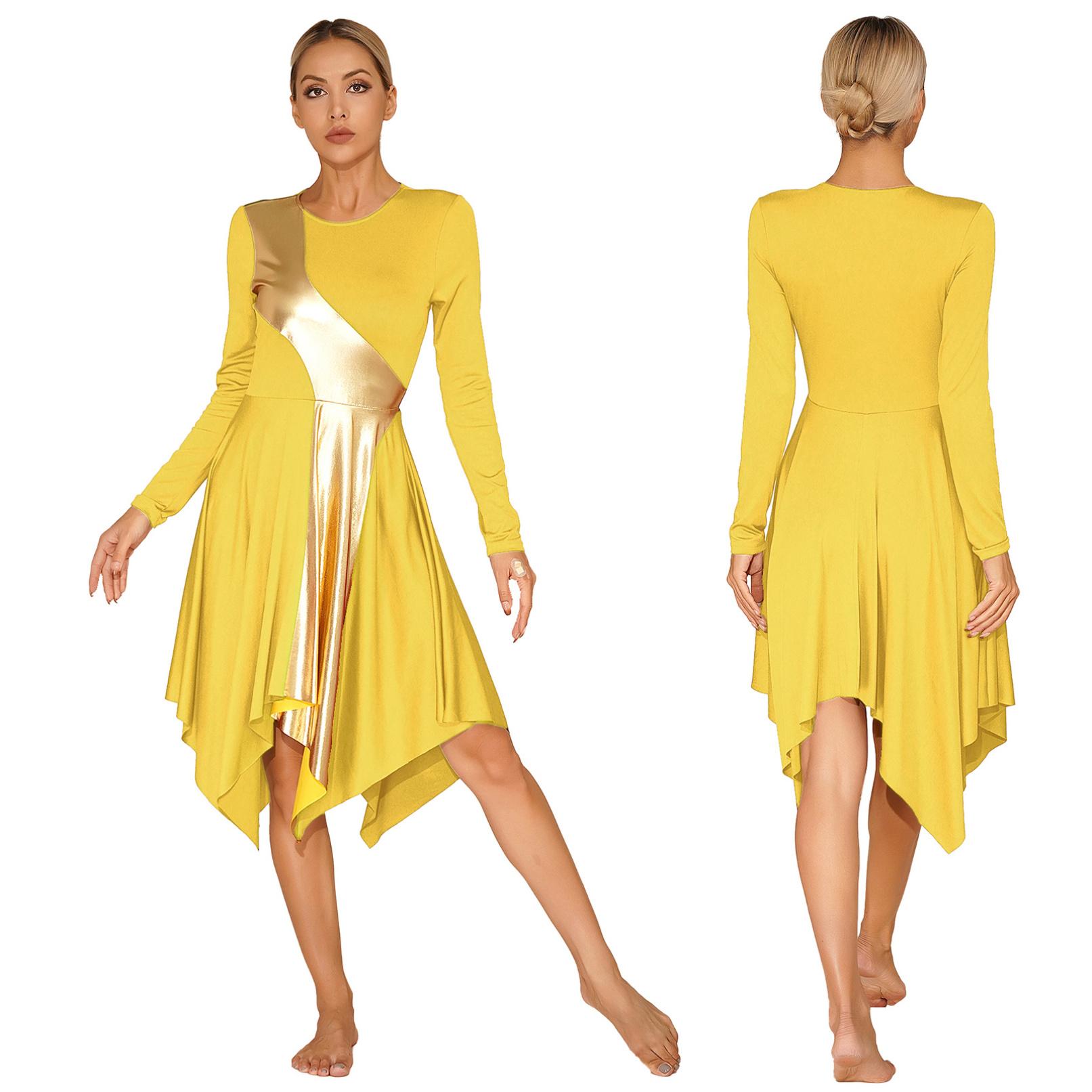Жіноча металева кольорова сукня для танцю з довгим рукавом для поклоніння, літургійний ліричний танцювальний костюм
Жіноча металева кольорова сукня для танцю з довгим рукавом для поклоніння, літургійний ліричний танцювальний костюм