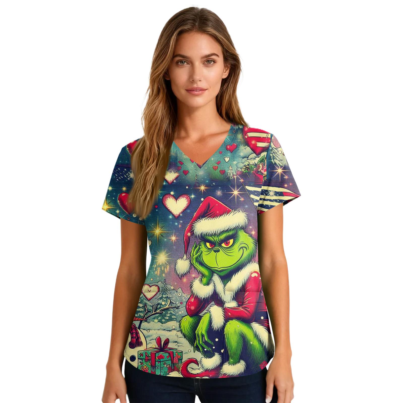 Women s Cute Printed Work Clothes V-neck Double Layer Pockets Basic Short Sleeve Top Pullover Valentines M
Women s Cute Printed Work Clothes V-neck Double Layer Pockets Basic Short Sleeve Top Pullover Valentines M