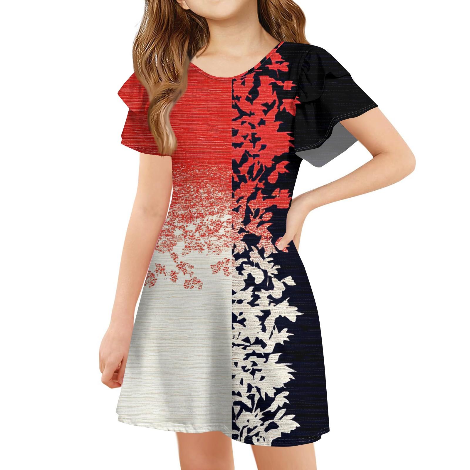 Children s ruffled sleeve dress Girls summer -neck A-line flower print casual cute dress 140 червоний
Children s ruffled sleeve dress Girls summer -neck A-line flower print casual cute dress 140 червоний