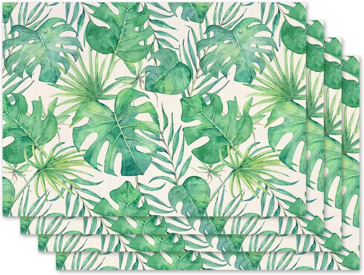 Green Palm Leaves Placemat Set of 4 Tropical Greenery Monstera Placemats Hawaii Seasonal Table Mats for Indoor Outdoor Home Kitchen Dining Decor Party 4Pcs
Green Palm Leaves Placemat Set of 4 Tropical Greenery Monstera Placemats Hawaii Seasonal Table Mats for Indoor Outdoor Home Kitchen Dining Decor Party 4Pcs