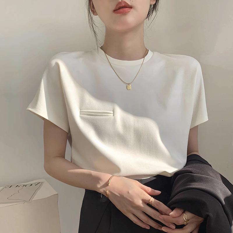 Женская однотонная футболка с круглым вырезом, нишевая, с коротким рукавом, свободная, стройнящая, лето 2026. Medium белый
Женская однотонная футболка с круглым вырезом, нишевая, с коротким рукавом, свободная, стройнящая, лето 2026. Medium белый