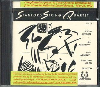 CD STANFORD STRING QUARTET - Stanford String Quartet Bolcom John LR847CD LAUREL RECORDS 1798 US Classical Used
CD STANFORD STRING QUARTET - Stanford String Quartet Bolcom John LR847CD LAUREL RECORDS 1798 US Classical Used