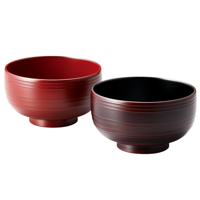 Masano Wave Безопасная для посудомоечной машины пара темно-красных и антично-красных мисок,