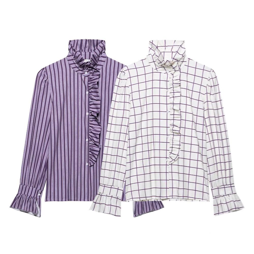 2025 Spring/Summer Plaid & Striped Women s Loose Frilled Stand Collar Long-Sleeve Shirt Small фиолетовый
2025 Spring/Summer Plaid & Striped Women s Loose Frilled Stand Collar Long-Sleeve Shirt Small фиолетовый