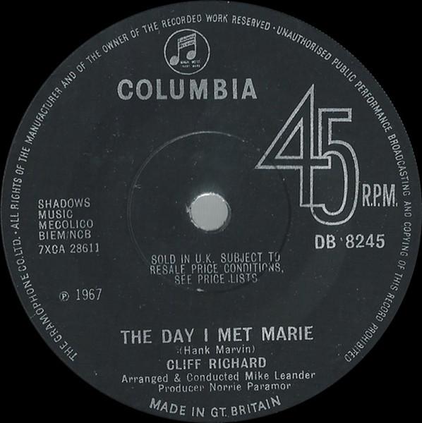 7inch Record CLIFF RICHARD The Day I Met Marie DB8245 Columbia 1967 UK Rock Used
7inch Record CLIFF RICHARD The Day I Met Marie DB8245 Columbia 1967 UK Rock Used