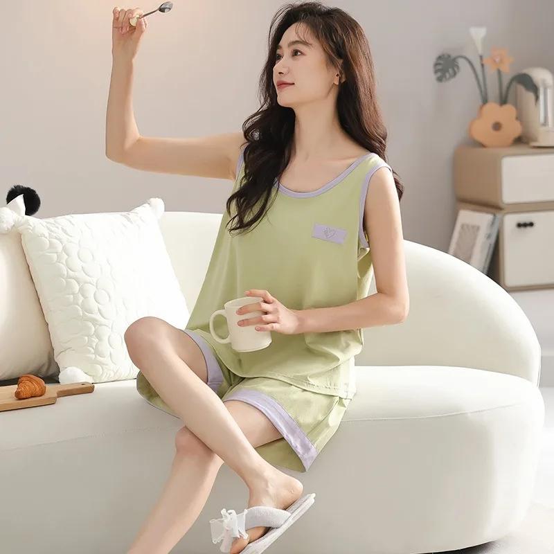 Modal Fabric with Cushion Pajamas Female Summer Thin Section Sleeveless Undershirt Shorts Cartoon Leisure Home Wear Sleepwear L
Modal Fabric with Cushion Pajamas Female Summer Thin Section Sleeveless Undershirt Shorts Cartoon Leisure Home Wear Sleepwear L
