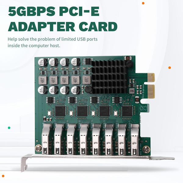 Green Four-Channel 8-Port USB 3.2 Gen 1 Expansion Card, PCB + Metal, for Desktop, 1 Unit Other
Green Four-Channel 8-Port USB 3.2 Gen 1 Expansion Card, PCB + Metal, for Desktop, 1 Unit Other