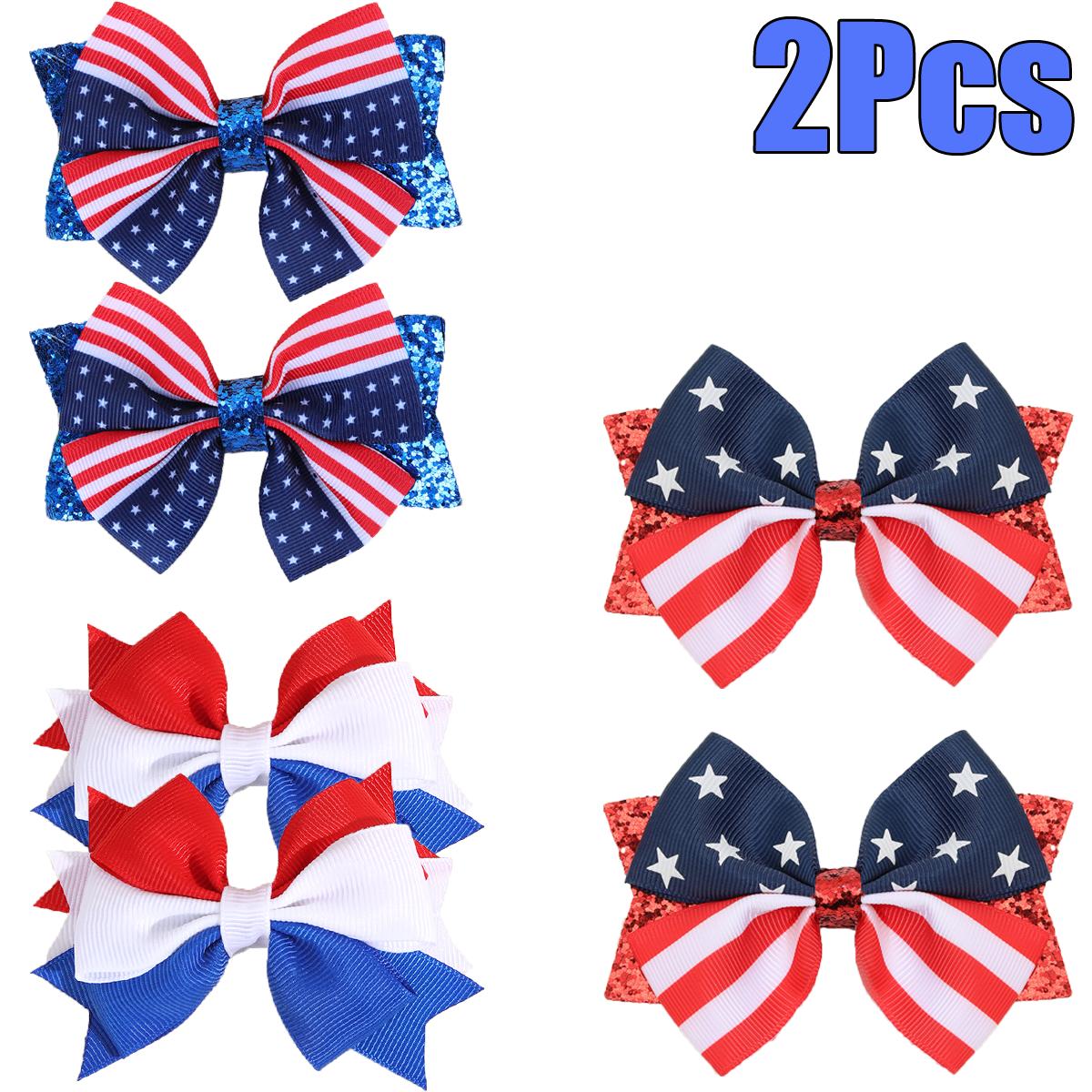 2Pcs USA Flag Bow Hair Clip Ribbon Patriotic American Flag Design Red White Blue Bow Barrettes For 4th Of July Party Accessories
2Pcs USA Flag Bow Hair Clip Ribbon Patriotic American Flag Design Red White Blue Bow Barrettes For 4th Of July Party Accessories