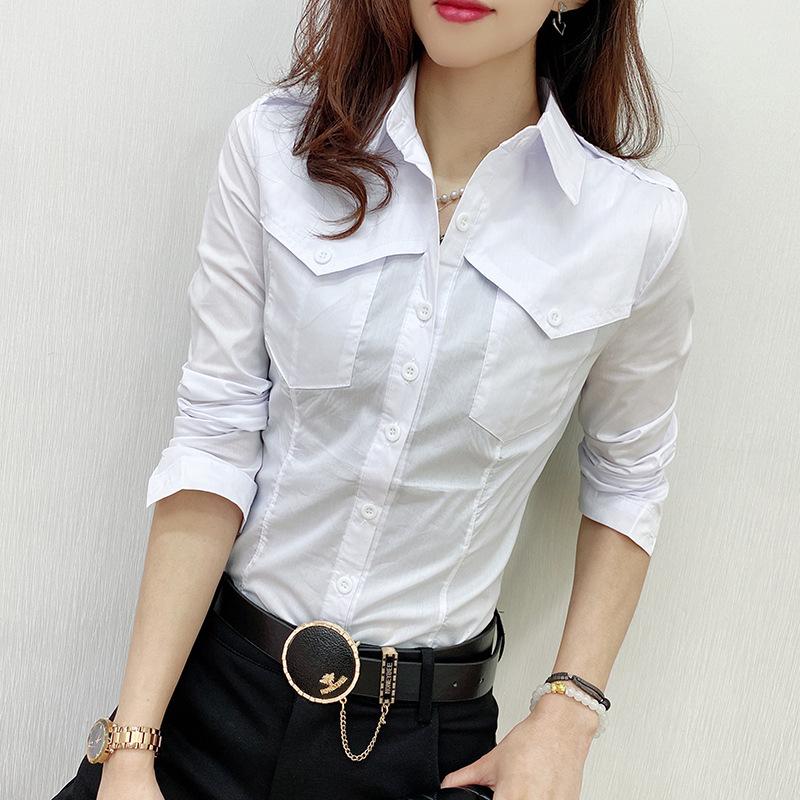 Весенняя женская повседневная однотонная рубашка с лацканами и длинным рукавом L белый
Весенняя женская повседневная однотонная рубашка с лацканами и длинным рукавом L белый