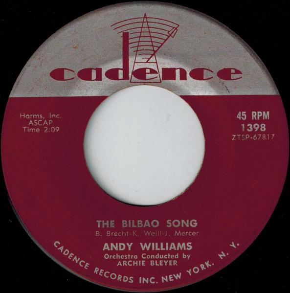 7-дюймовая пластинка ЭНДИ УИЛЬЯМС The Bilbao Song 1398 Cadence 1961 US Pop Б/у
7-дюймовая пластинка ЭНДИ УИЛЬЯМС The Bilbao Song 1398 Cadence 1961 US Pop Б/у