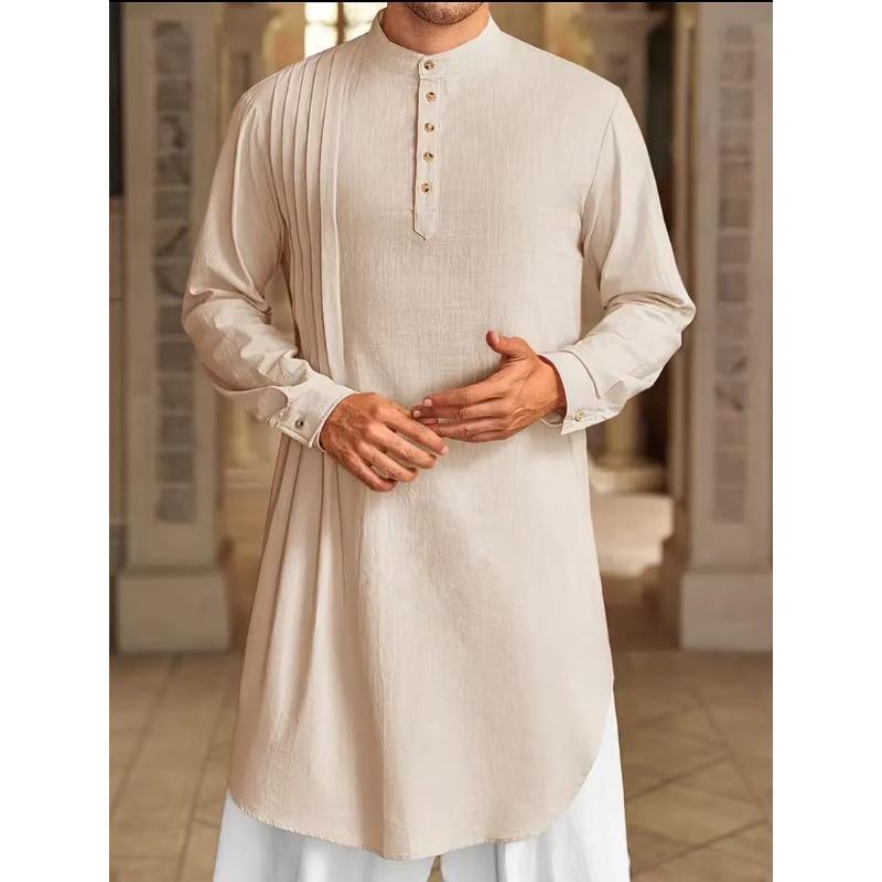 New-style plain-coloured cotton-linen button-down long-sleeved casual shirt for Muslim men 3XL хакі
New-style plain-coloured cotton-linen button-down long-sleeved casual shirt for Muslim men 3XL хакі