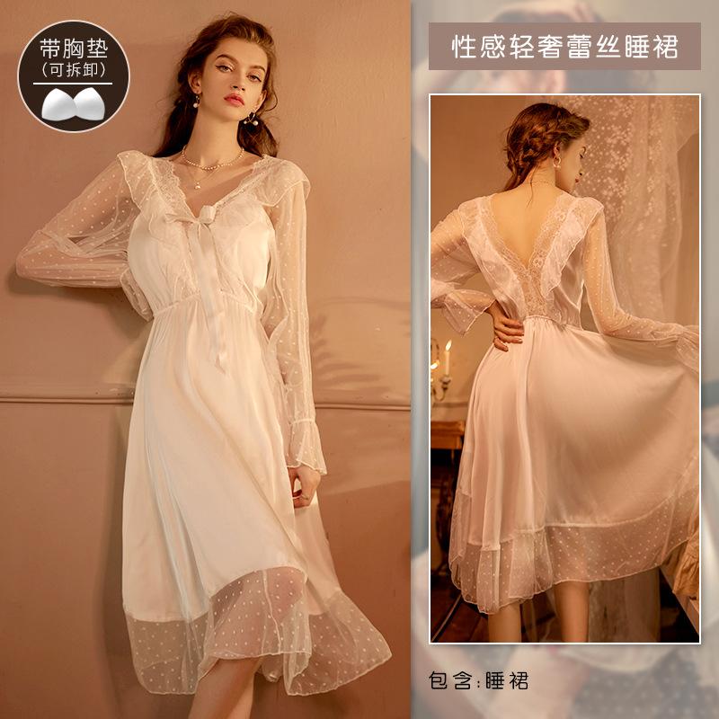 Autumn new pure desire ice silk loungewear sexy V-neck mesh long-sleeved nightdress light luxury pajamas with chest pads xl code【 60~70kg 】 білий
Autumn new pure desire ice silk loungewear sexy V-neck mesh long-sleeved nightdress light luxury pajamas with chest pads xl code【 60~70kg 】 білий