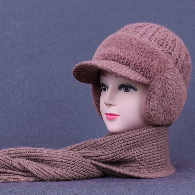 Женский комплект из норковой велюровой шапки и шарфа с защитой ушей - Зимняя вязаная шапка-утка
Женский комплект из норковой велюровой шапки и шарфа с защитой ушей - Зимняя вязаная шапка-утка