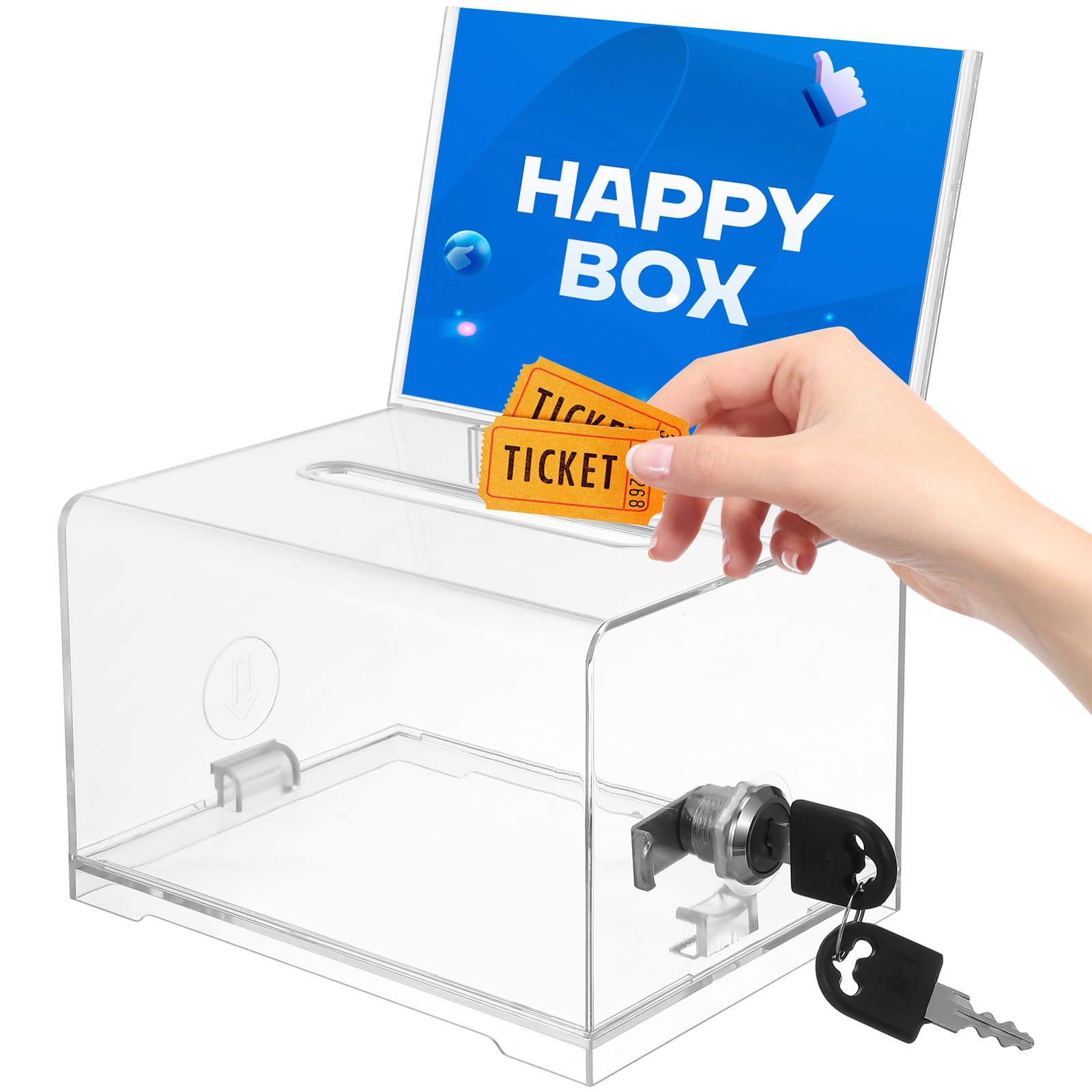 DOITOOL Acrylic Donation Box Suggestion Ballot Box Clear Ticket Box Container Charity Lottery Box Raffle Bin Comment Box Key Drop Box for Fundraising
DOITOOL Acrylic Donation Box Suggestion Ballot Box Clear Ticket Box Container Charity Lottery Box Raffle Bin Comment Box Key Drop Box for Fundraising