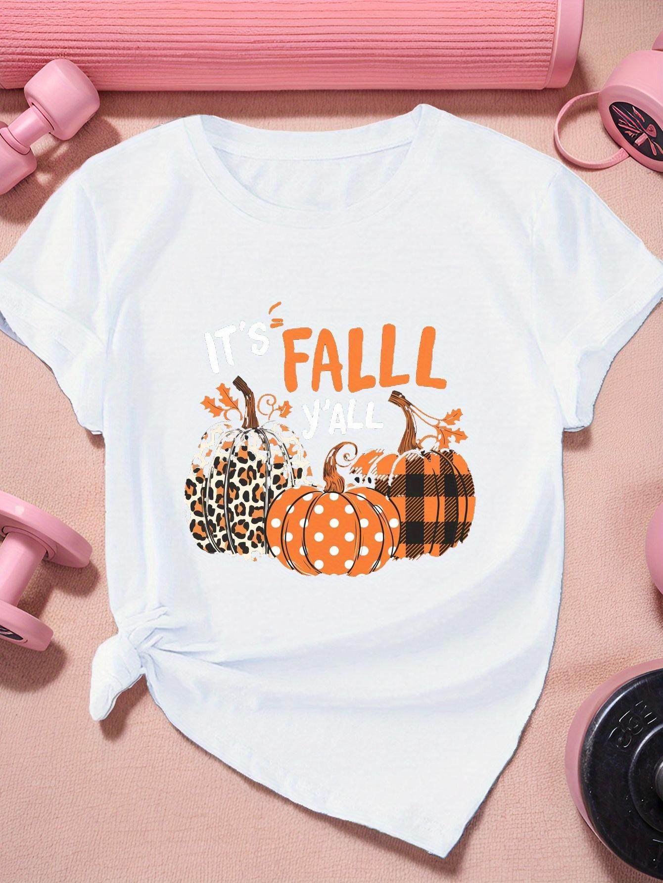 Three Unique Fall Pumpkin Pattern Printed Female Casual Round Neck Short Sleeved Tops for Summer Casual Womens Clothing S
Three Unique Fall Pumpkin Pattern Printed Female Casual Round Neck Short Sleeved Tops for Summer Casual Womens Clothing S