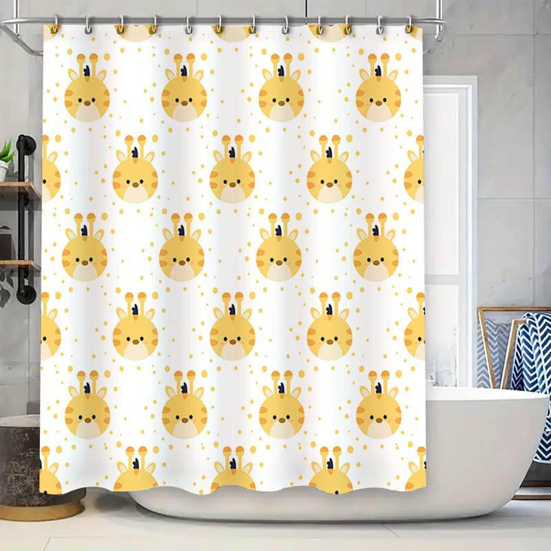 Adorable Yellow Animal Print Shower Curtain For Bathroom Decor Cartoon Giraffe Design With Hooks Set W60H190(CM)-1 Pcs
Adorable Yellow Animal Print Shower Curtain For Bathroom Decor Cartoon Giraffe Design With Hooks Set W60H190(CM)-1 Pcs