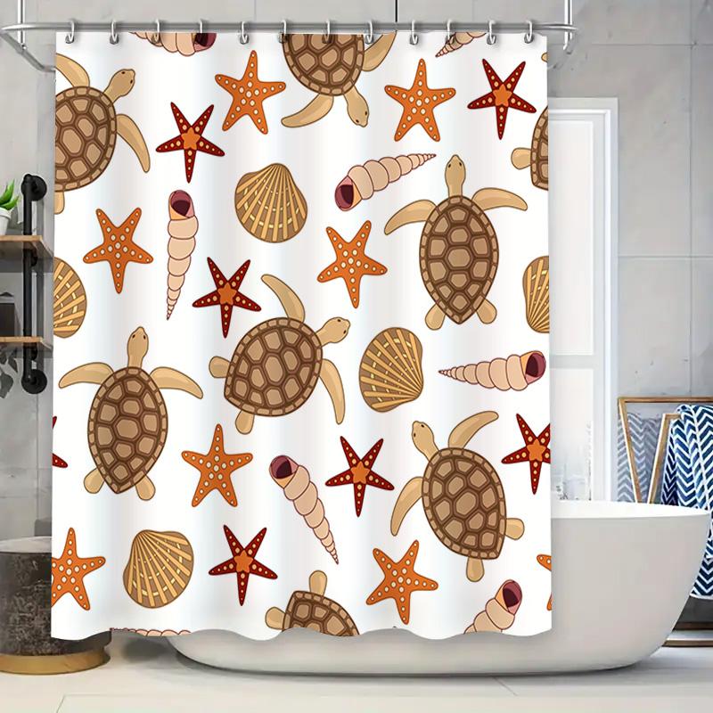 Sea Turtle Starfish Waterproof Shower Curtain For Bathroom Decor (White) Title: Sea Turtle Shell Print Shower Curtains With Hook W60H190(CM)-1 Pcs
Sea Turtle Starfish Waterproof Shower Curtain For Bathroom Decor (White) Title: Sea Turtle Shell Print Shower Curtains With Hook W60H190(CM)-1 Pcs