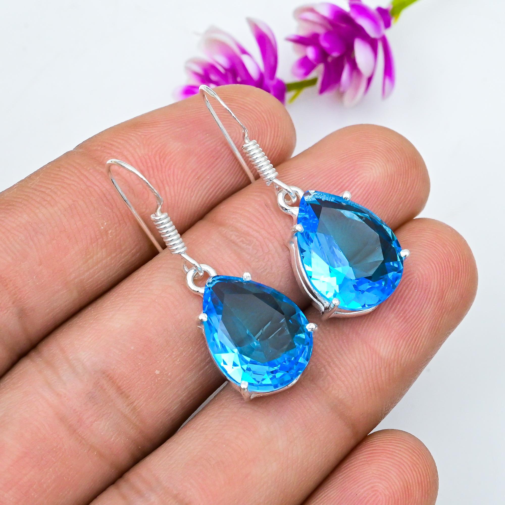 Серьги с голубым топазом, ювелирные изделия из цельного серебра 925 пробы с драгоценными камнями, серьги ручной работы, на День благодарения синий
Серьги с голубым топазом, ювелирные изделия из цельного серебра 925 пробы с драгоценными камнями, серьги ручной работы, на День благодарения синий