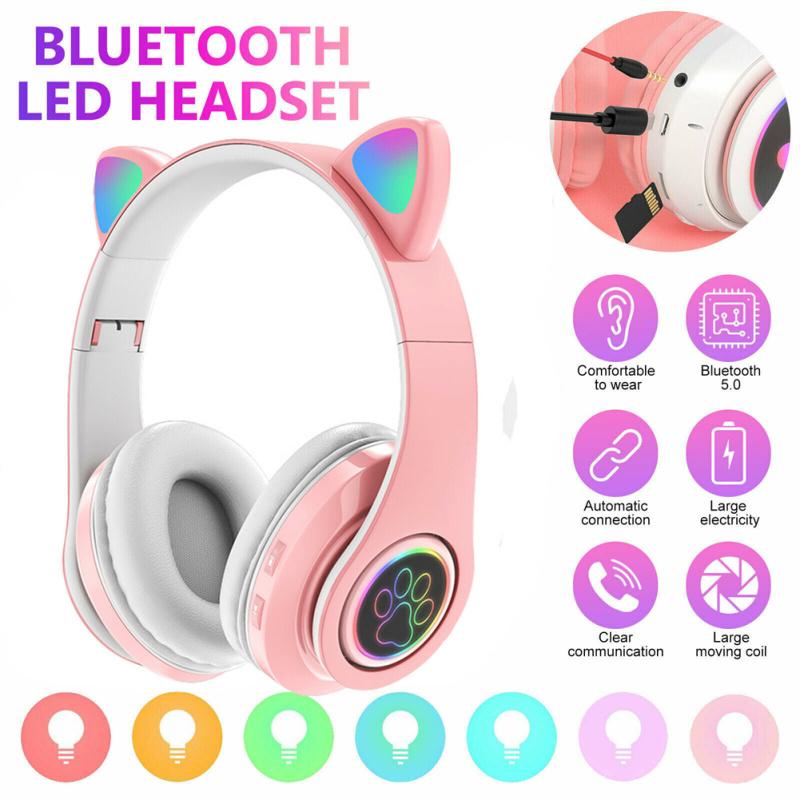 Bluetooth-совместимые наушники с кошачьими ушками, беспроводные наушники со светодиодной подсветкой и микрофоном, подарки для детей и девочек
Bluetooth-совместимые наушники с кошачьими ушками, беспроводные наушники со светодиодной подсветкой и микрофоном, подарки для детей и девочек
