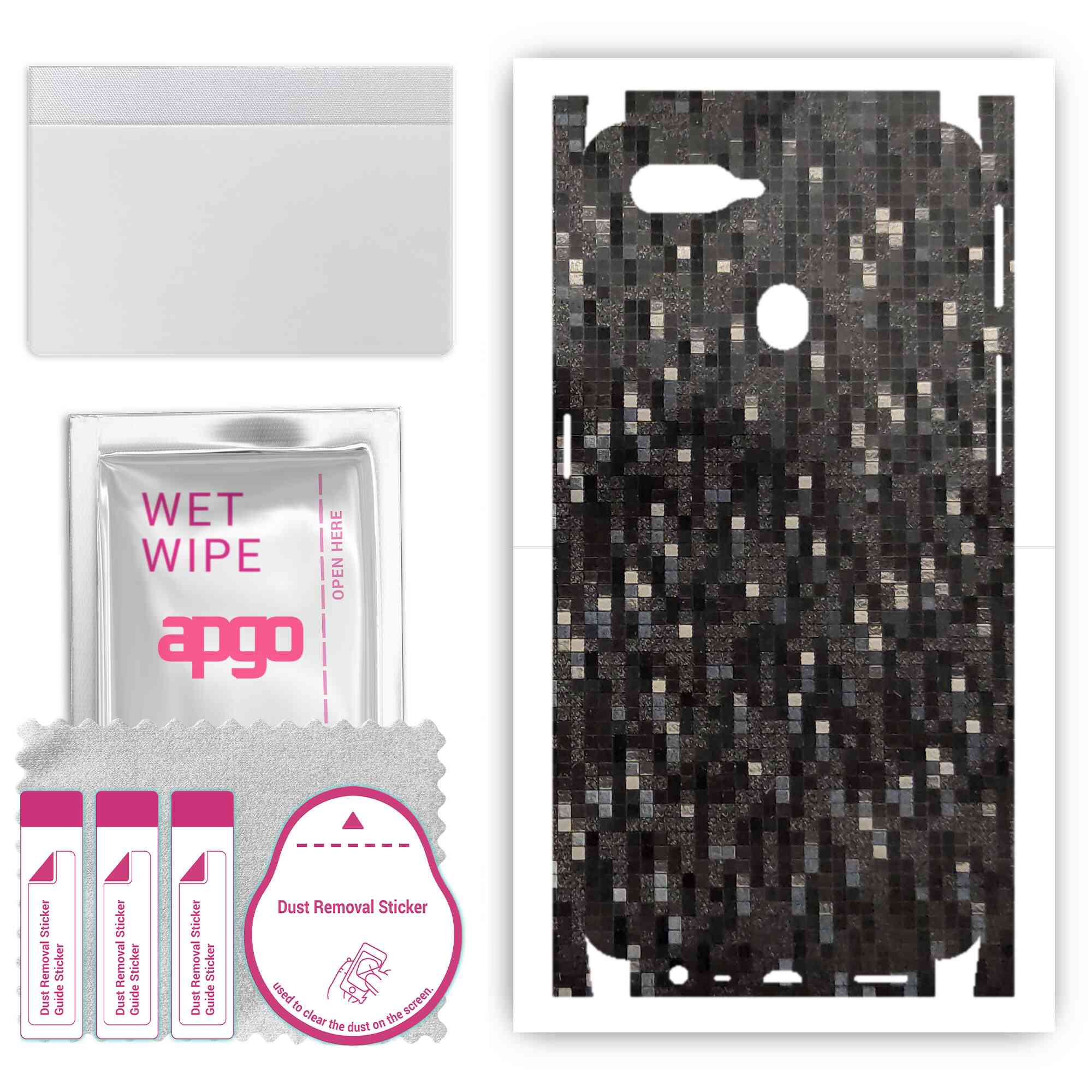 apgo Protective Skin Sticker for the back+sides compatible with Oppo A7, Full Wrap Film, Foil, Vinyl - Pattern Carbon Black Pixel
apgo Protective Skin Sticker for the back+sides compatible with Oppo A7, Full Wrap Film, Foil, Vinyl - Pattern Carbon Black Pixel
