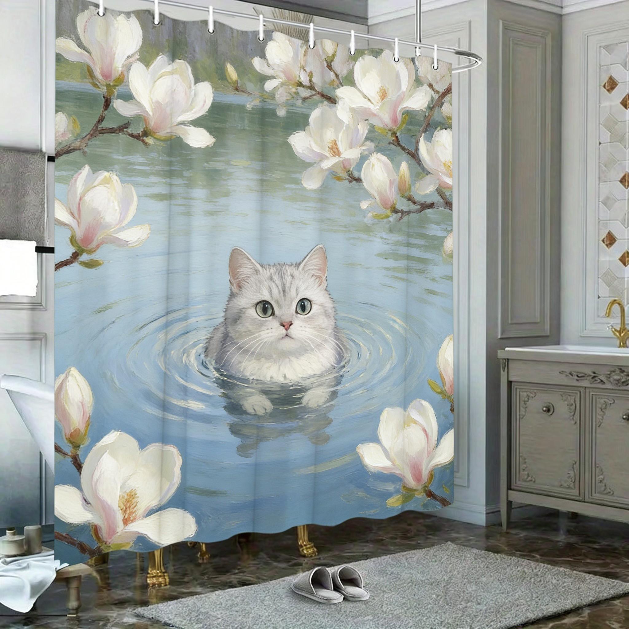 Oil Painting Black And White Cat In Pond With Water Lilies & Fireflies Waterproof Shower Curtain For Bathroom Decor W60H190(CM)-1 Pcs
Oil Painting Black And White Cat In Pond With Water Lilies & Fireflies Waterproof Shower Curtain For Bathroom Decor W60H190(CM)-1 Pcs