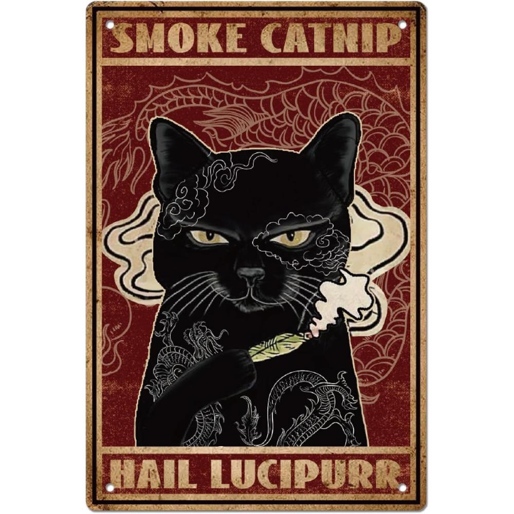 SUPERDANT Vintage Smoke Catnip Metal Tin Sign - Funny Black Cat Bar Wall Plaque, Bedroom Retro Iron Art Decor Poster 20x30cm(7.8x11.8inch)
SUPERDANT Vintage Smoke Catnip Metal Tin Sign - Funny Black Cat Bar Wall Plaque, Bedroom Retro Iron Art Decor Poster 20x30cm(7.8x11.8inch)