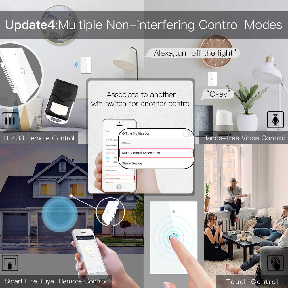 MOES Smart Glass Panel Switch Smart Life/Tuya App Multi-Control Association, Voice Control with Alexa,Google Home,1/2/3/4
MOES Smart Glass Panel Switch Smart Life/Tuya App Multi-Control Association, Voice Control with Alexa,Google Home,1/2/3/4