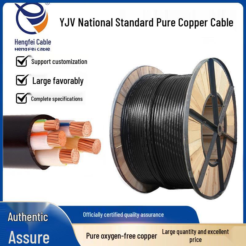 Hengfei ZC-YJV Medium & Low Voltage Cable, 16/35/95/185 mm² Wire, National Standard. 3×4 + 1×2.5
Hengfei ZC-YJV Medium & Low Voltage Cable, 16/35/95/185 mm² Wire, National Standard. 3×4 + 1×2.5