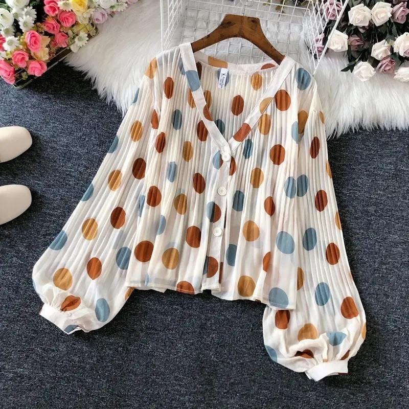 Polka Dot Casual V-Neck Chiffon Single Breasted Lantern Sleeve Folds Women s Blouse Shirt Female Clothing Tops 2XL бежевий
Polka Dot Casual V-Neck Chiffon Single Breasted Lantern Sleeve Folds Women s Blouse Shirt Female Clothing Tops 2XL бежевий