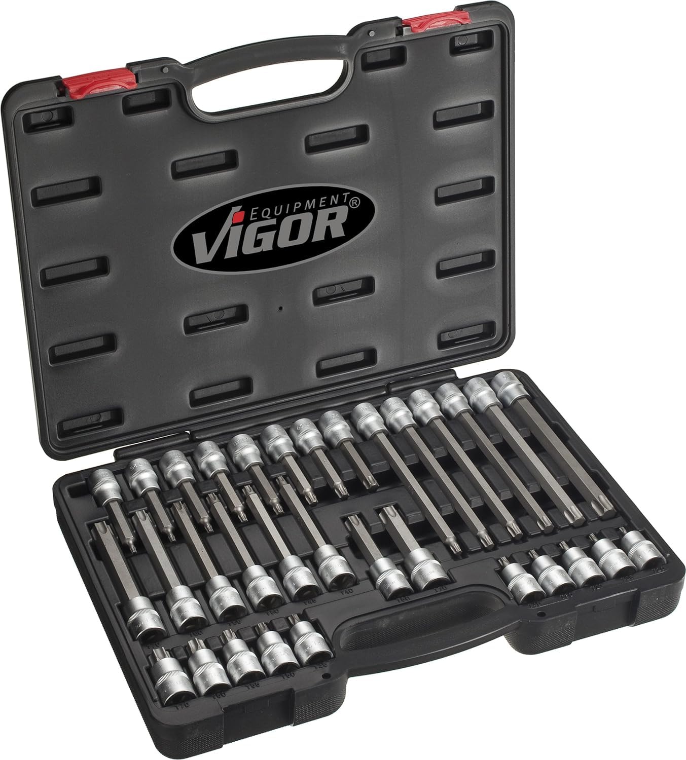 Vigor V1917 32 Part Torx Driver Attachment Set in Plastic Case 12.5mm (1/2 inch)
Vigor V1917 32 Part Torx Driver Attachment Set in Plastic Case 12.5mm (1/2 inch)
