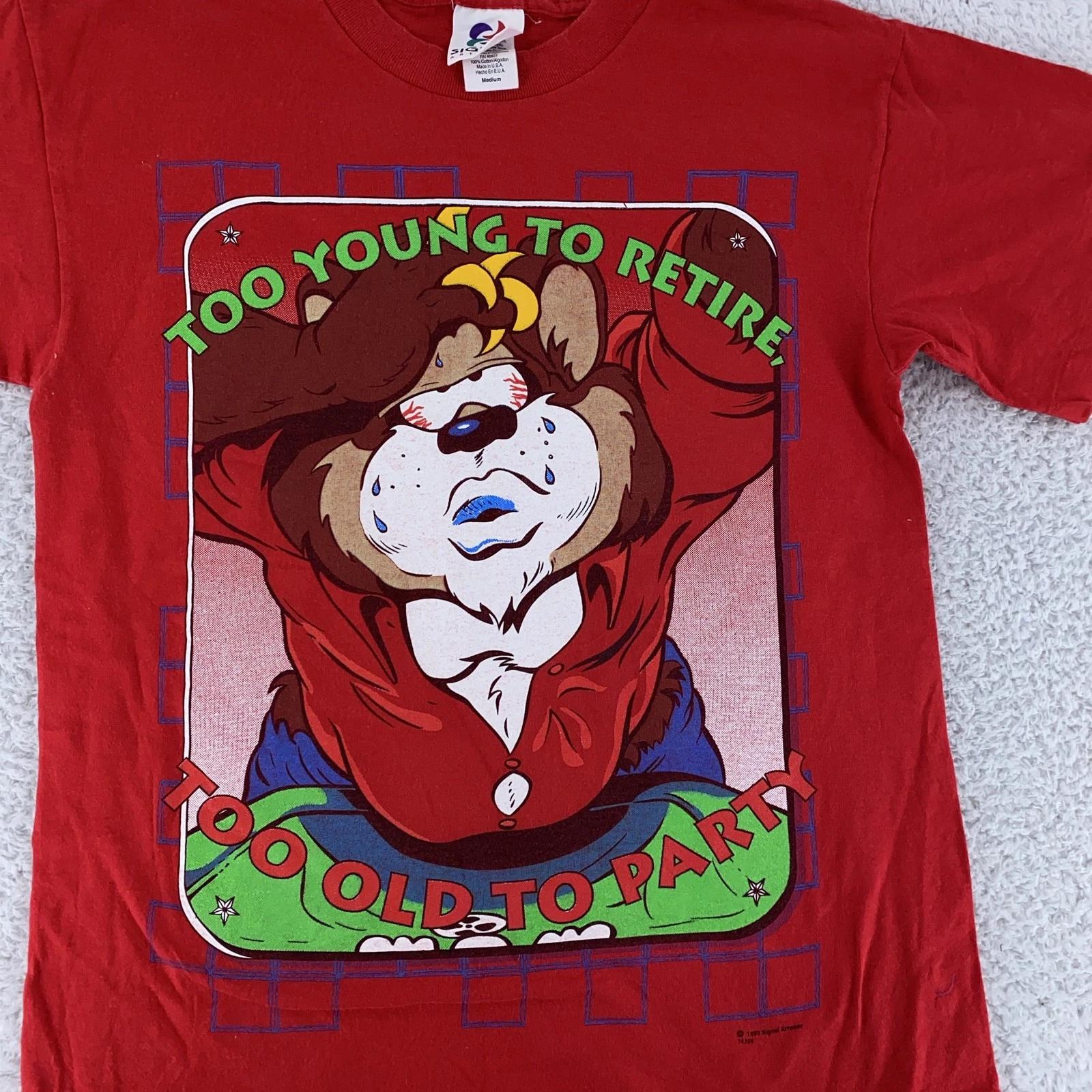 Vintage Too Young To Retire Joke Shirt Mens Small Cartoon Bear Funny 90s 2XL
Vintage Too Young To Retire Joke Shirt Mens Small Cartoon Bear Funny 90s 2XL